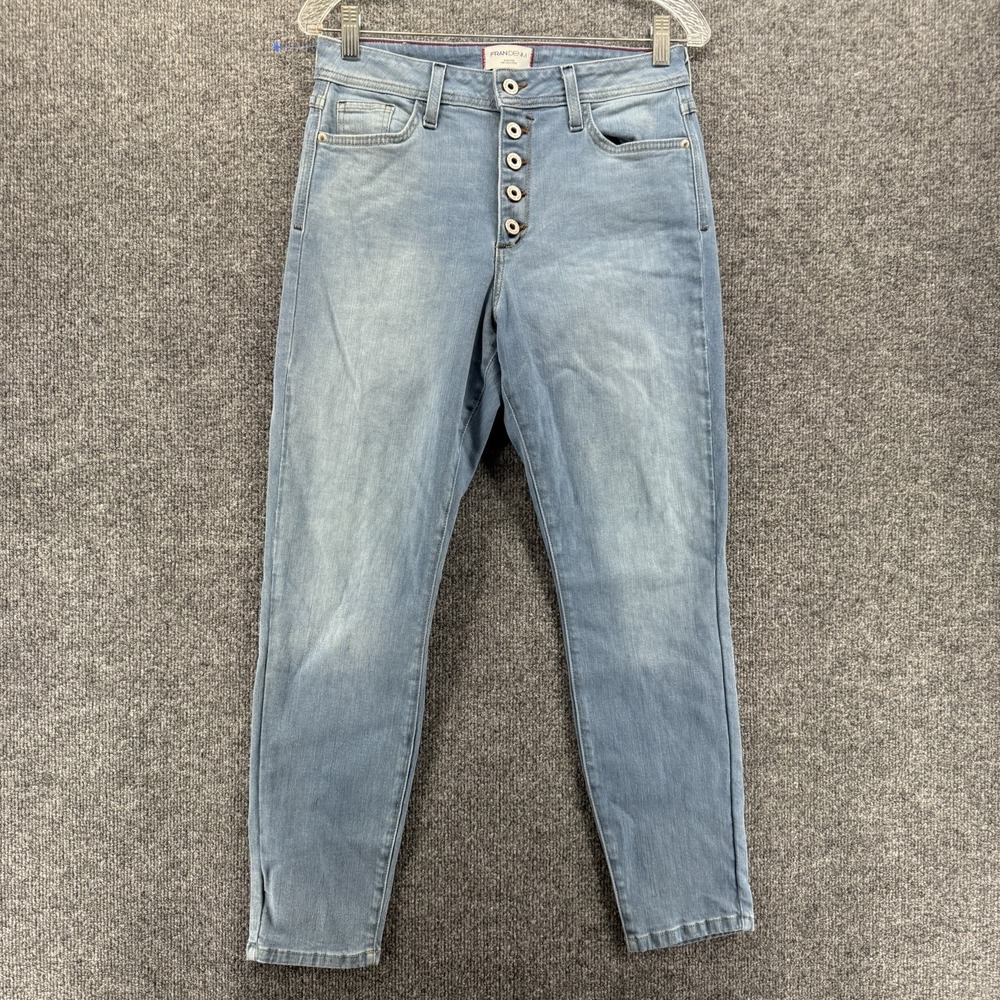Fran Denim Jeans Womens 30 Light Blue Button Fly High Rise Skinny Casual Preppy